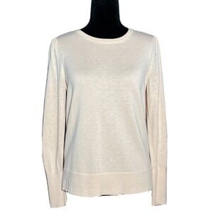 Ann Taylor LOFT M Tunic Sweater Blush Pink Peach Pastel Long Sl Wool Bl Washable